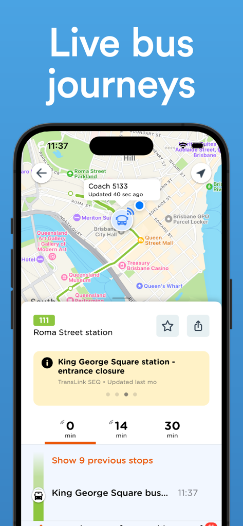 Chicago Transit: CTA Tracker - Real-time bus tracking map and arrival times on the Chicago Transit app interface.