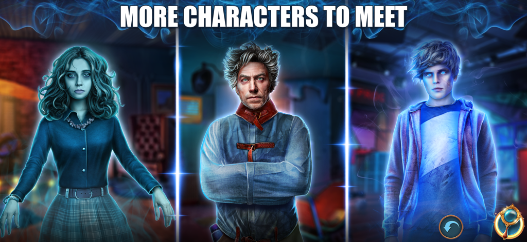 Twin Mind: Hidden Objects F2P - Personajes sobrenaturales del juego de detectives Twin Mind Hidden Objects.