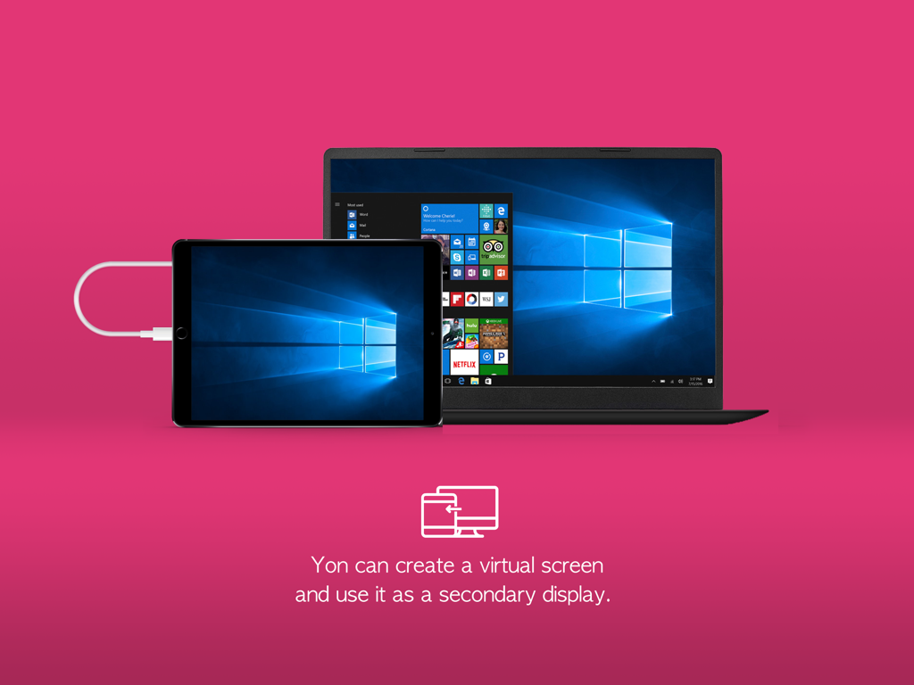 Twomon SE - An iPad connected to a Windows laptop with a USB cable acting as a secondary display screen.
