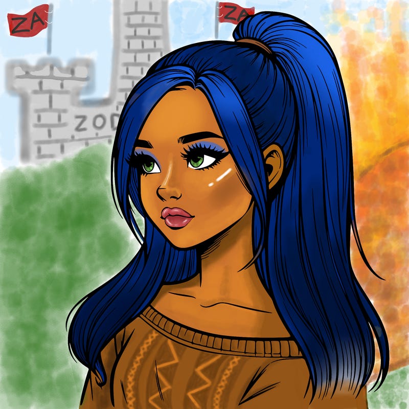 realistic girl with a high ponytail