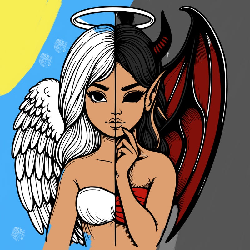 realistic angel half demon