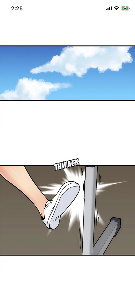 WebToon Reader - WebComic File - Panel de cómic de acción mostrado en Lector WebToon con interfaz de desplazamiento vertical