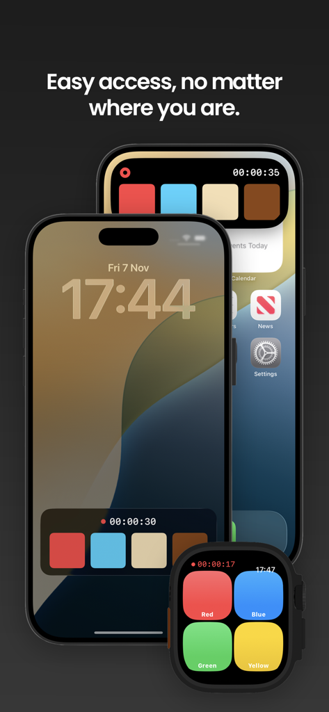 Marker for Creators - iPhoneロック画面とApple Watch上のクリエイター向けマーカーアプリインターフェース。