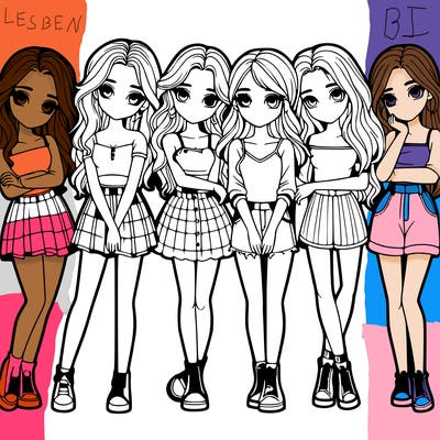 a group of girls realistic