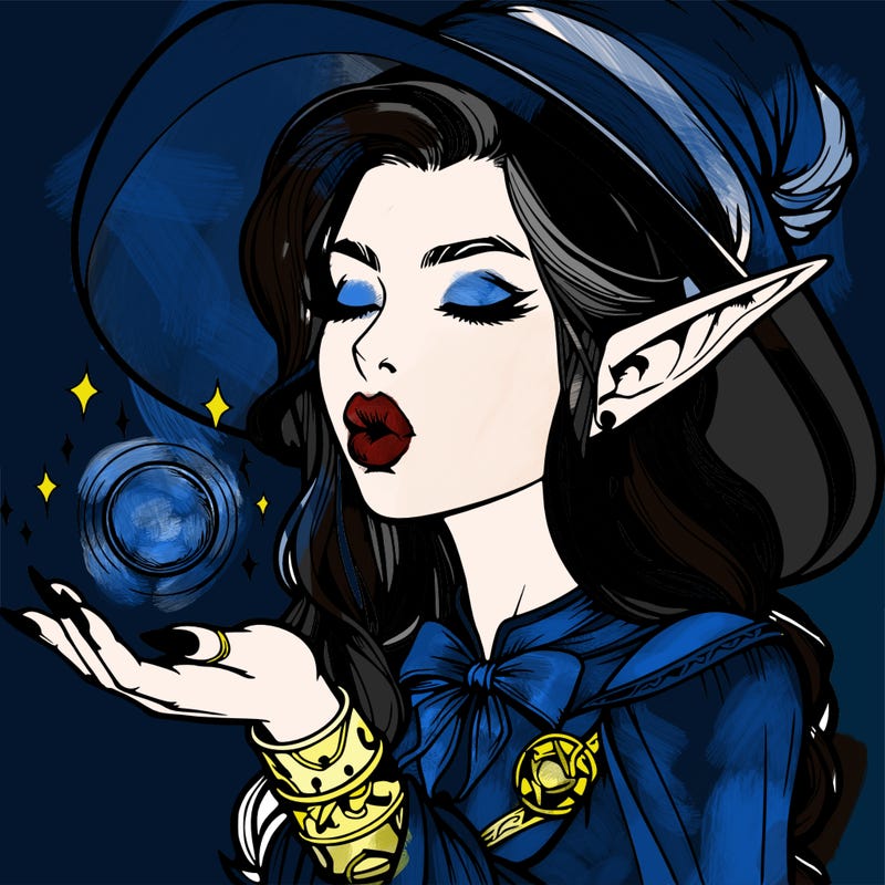 realistic elf casting a spell with lips
