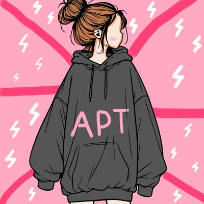 realistic girl with a oversized sweatshirt on and a bun