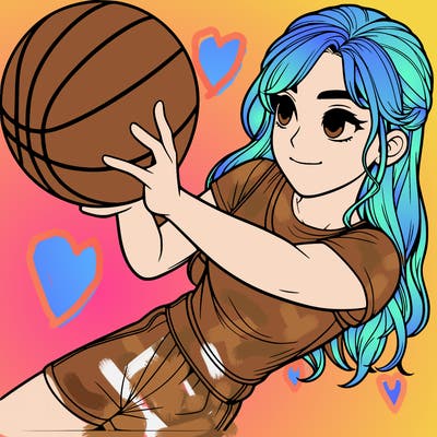 realistic girl playing basketball