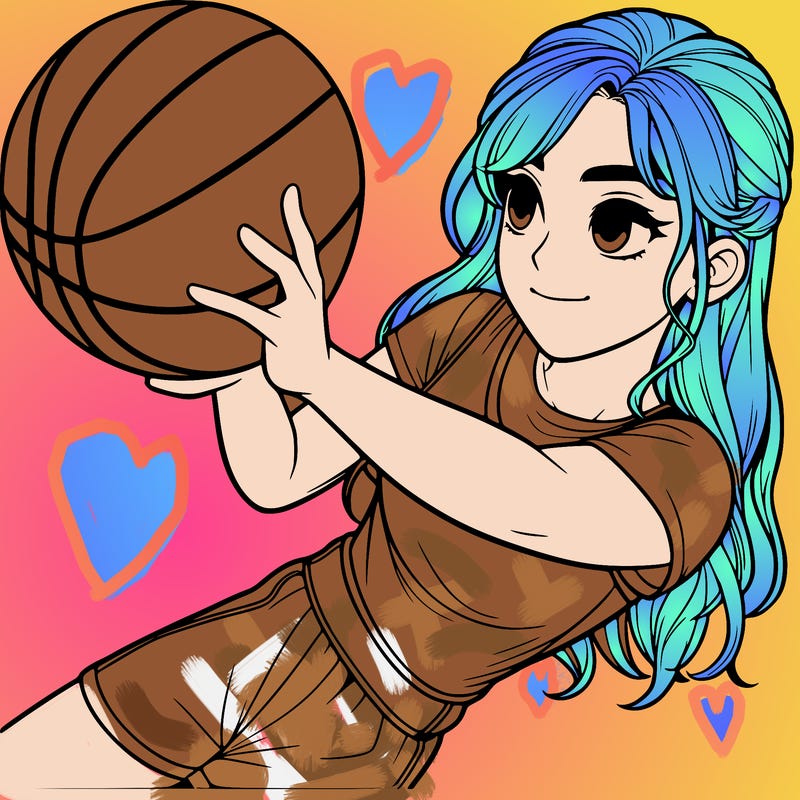 realistic girl playing basketball