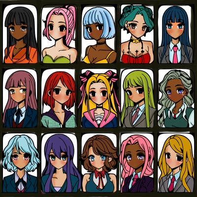 girls that look diffrent anime