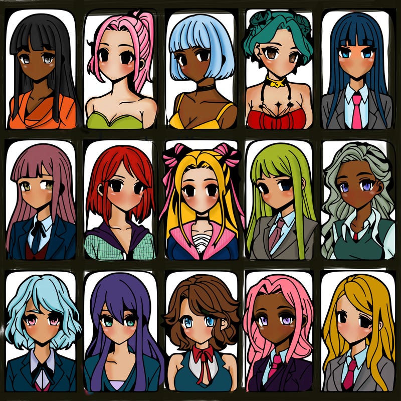 girls that look diffrent anime