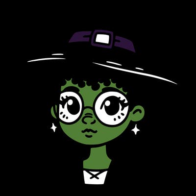 a black person who is a witch and has glasses