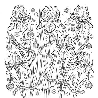 Discover the magic of a winter bloom with our Spuria Irises Christmas coloring page, where elegant flowers are transformed into festive holiday decorations. This intricate design offers a unique blend of nature's beauty and seasonal cheer, perfect for adult and teen colorists.