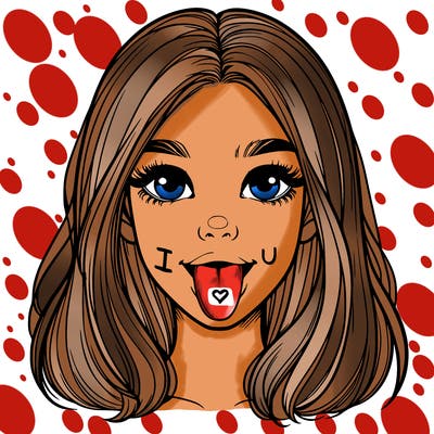 realistic girl with her tongue out