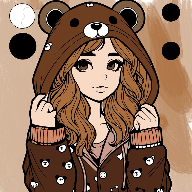 realistic girl in a animal pjs hoodie