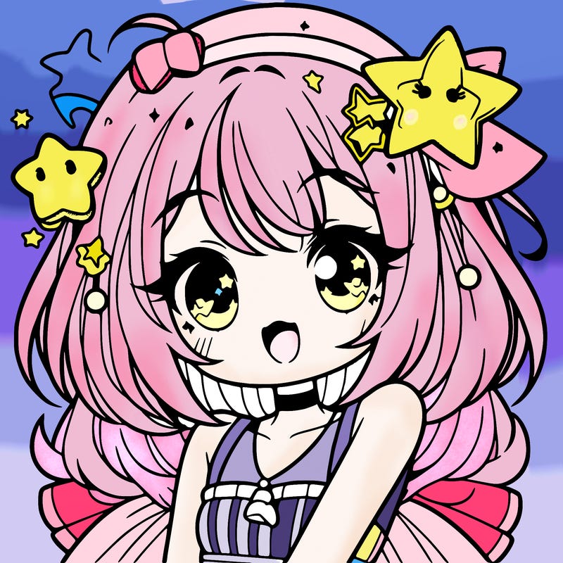 cute anime girl with star accessories