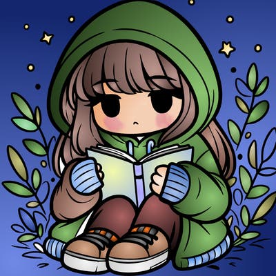 girl in oversized hoodie reading a book