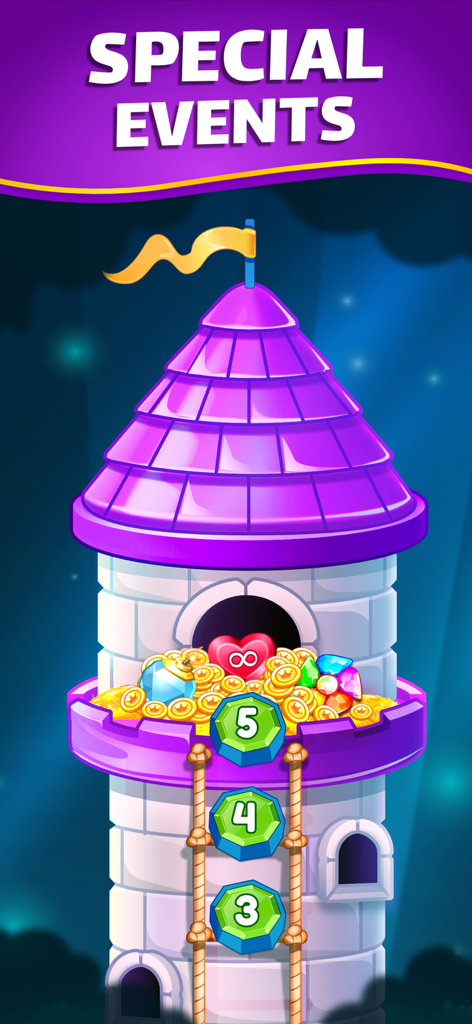 Jewel Gem - Match 3 Jewel Game - Pantalla de torre de recompensas de eventos especiales en el juego match 3 Jewel Gem