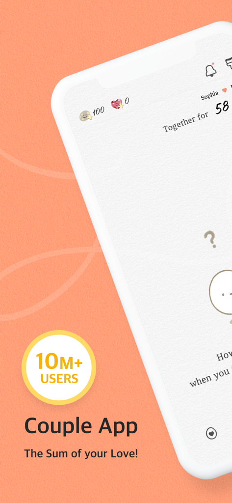 SumOne app home screen showing relationship anniversary and 10 million users milestone