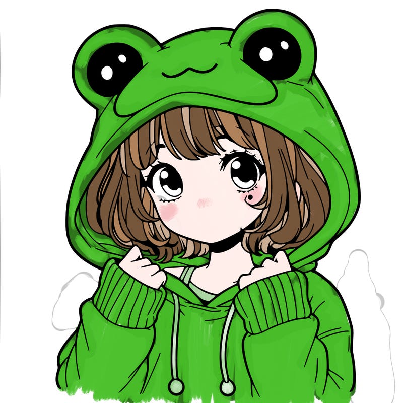 a cute teenage girl wearing a frog hoodie