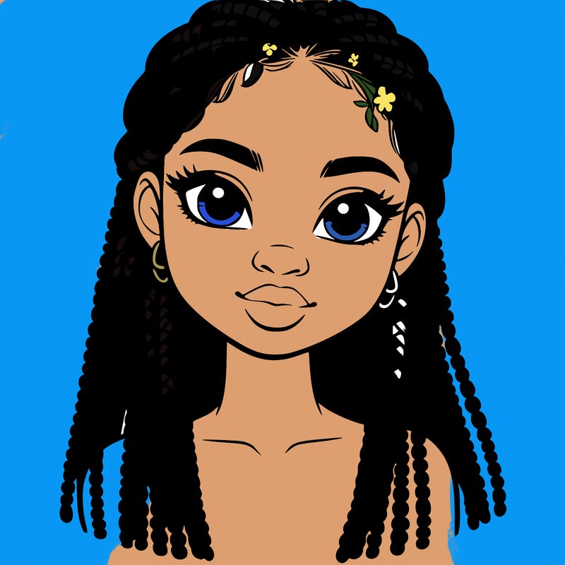 a realistic black girl with braids