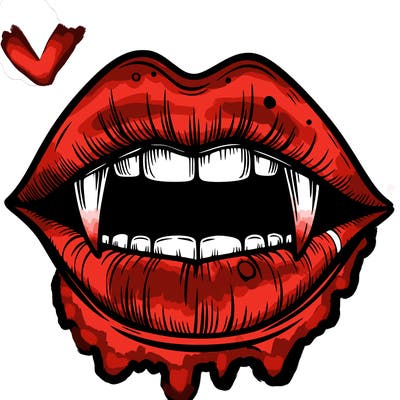 lips with vampire teeth