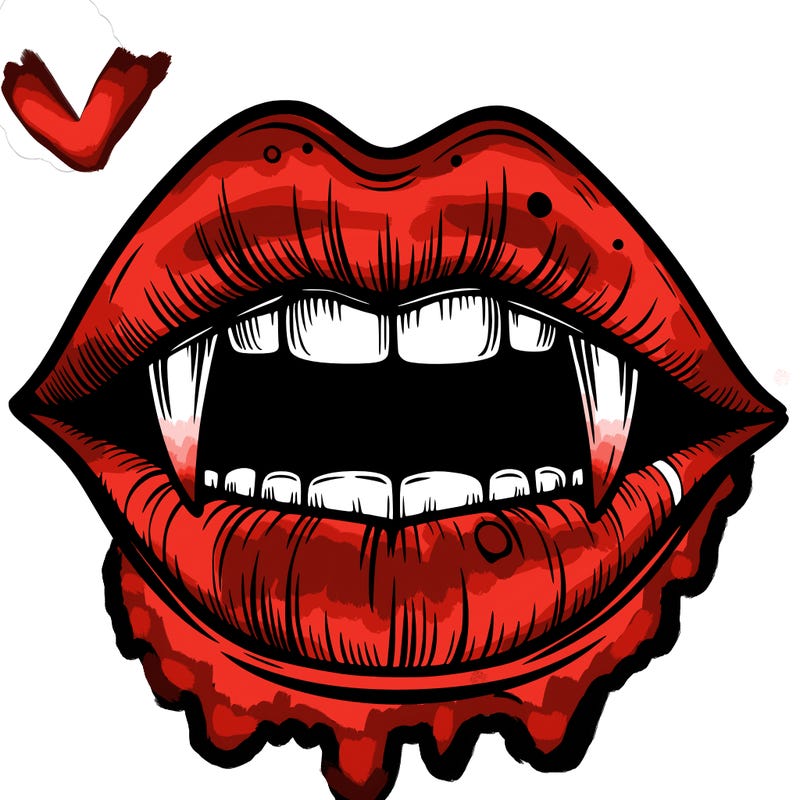 lips with vampire teeth