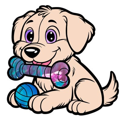 dog with a toy in it’s mouth