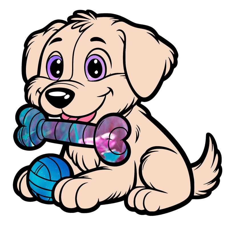 dog with a toy in it’s mouth