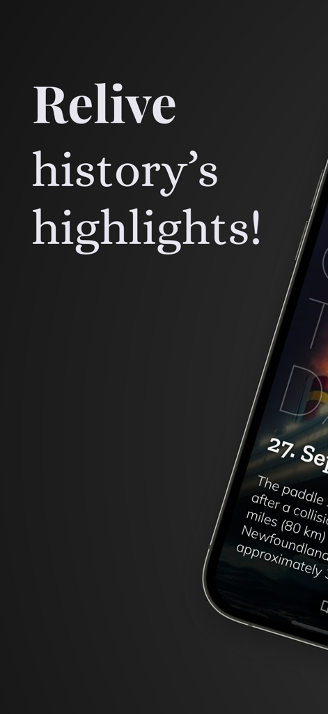 WikTok - Tela promocional do aplicativo WikTok mostrando o texto Reviva os destaques da história