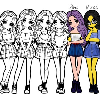 a group of girls realistic