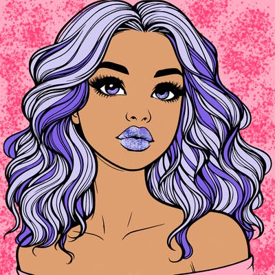 realistic girl with wavy hair and lips