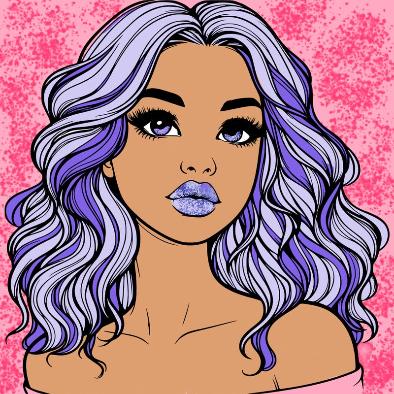 realistic girl with wavy hair and lips