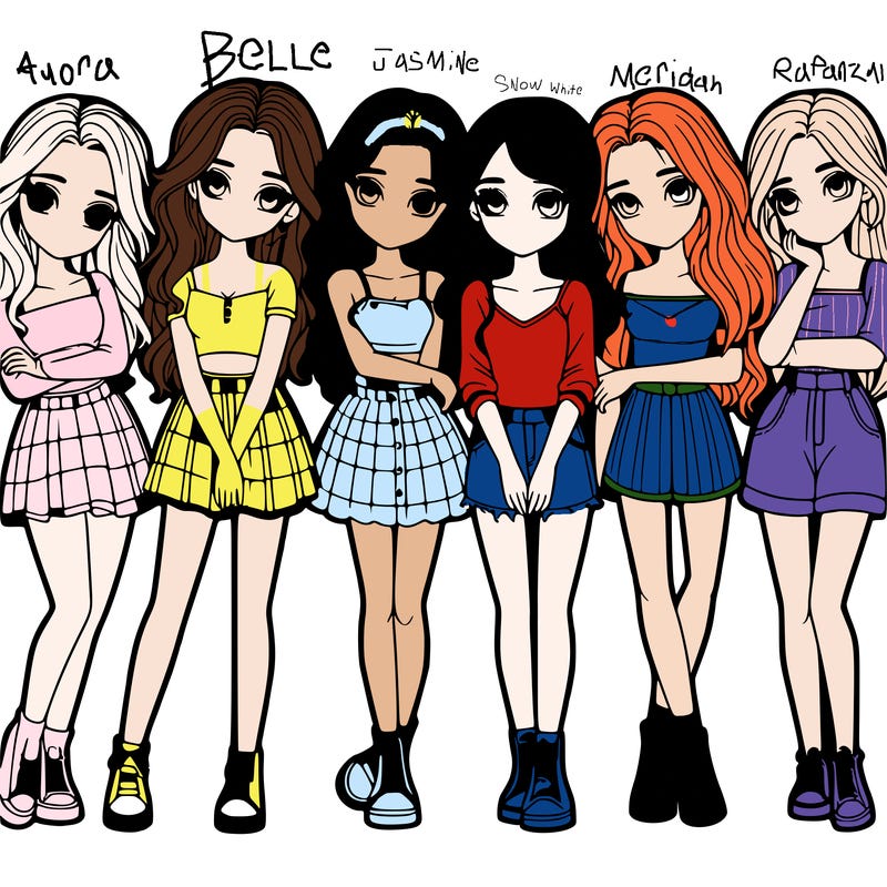 a group of girls realistic