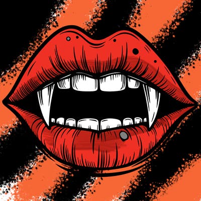 lips with vampire teeth