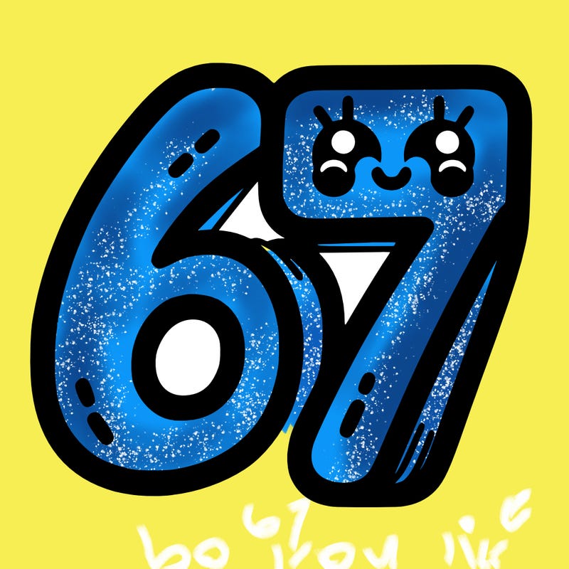 the numbers 67