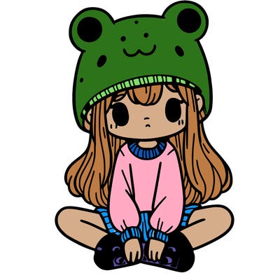 a girl wearing a frog hat and some frog socks