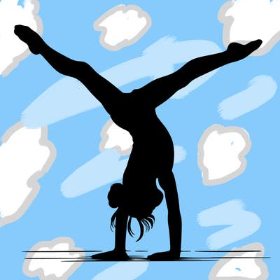 realistic gymnastic hand stand girl in four splits