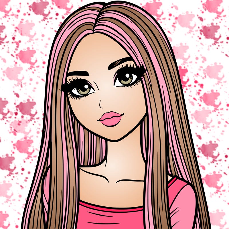 realistic girl with straight and long hair