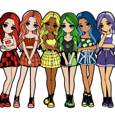 a group of girls realistic