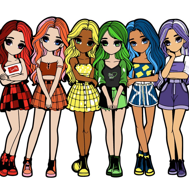 a group of girls realistic