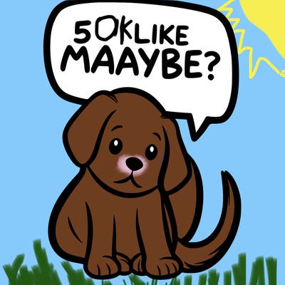 a puppy that says 5 like maybe