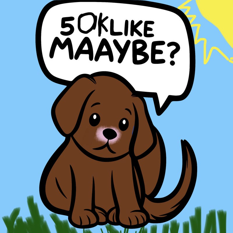 a puppy that says 5 like maybe