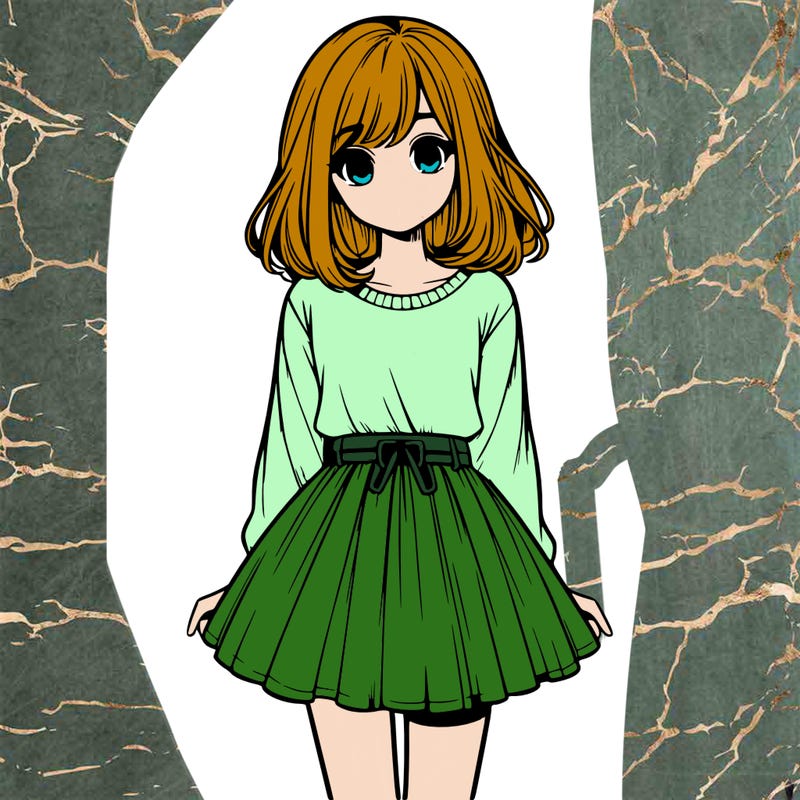 realistic girl with a skirt on