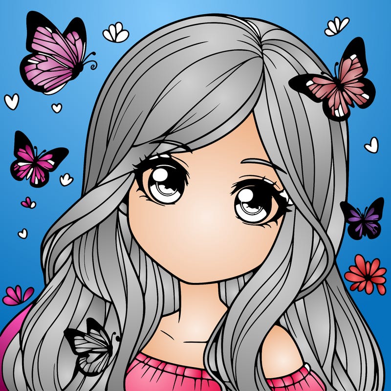 realistic girl with butterflies around her