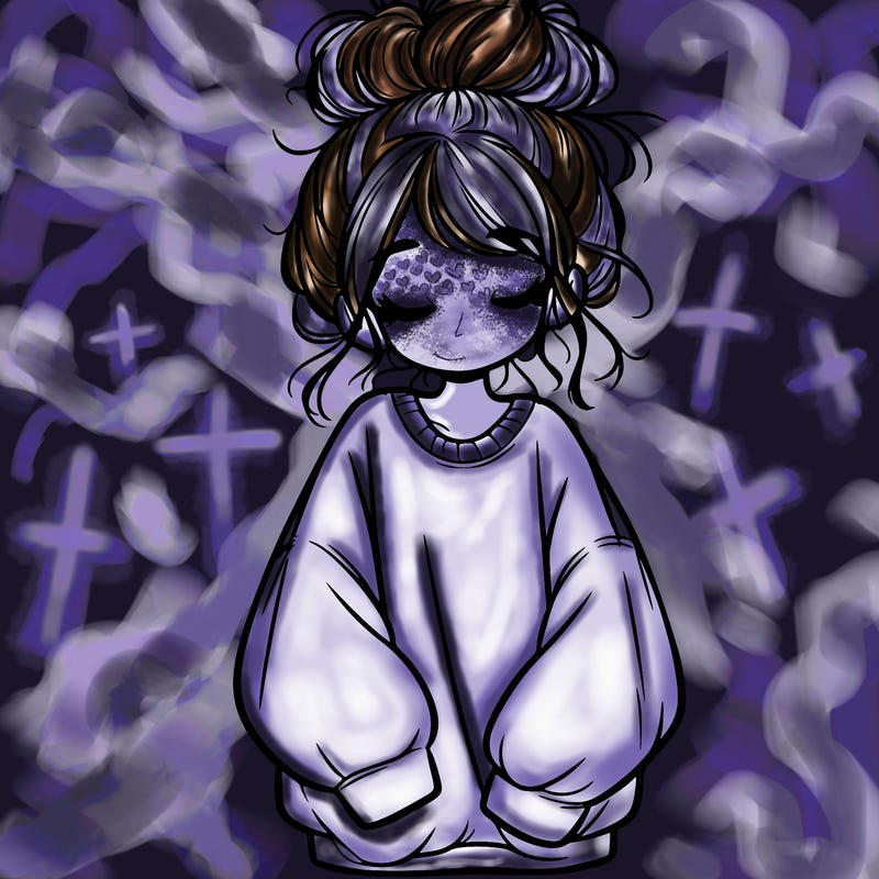 girl with baggy sweatshirt and messy bun