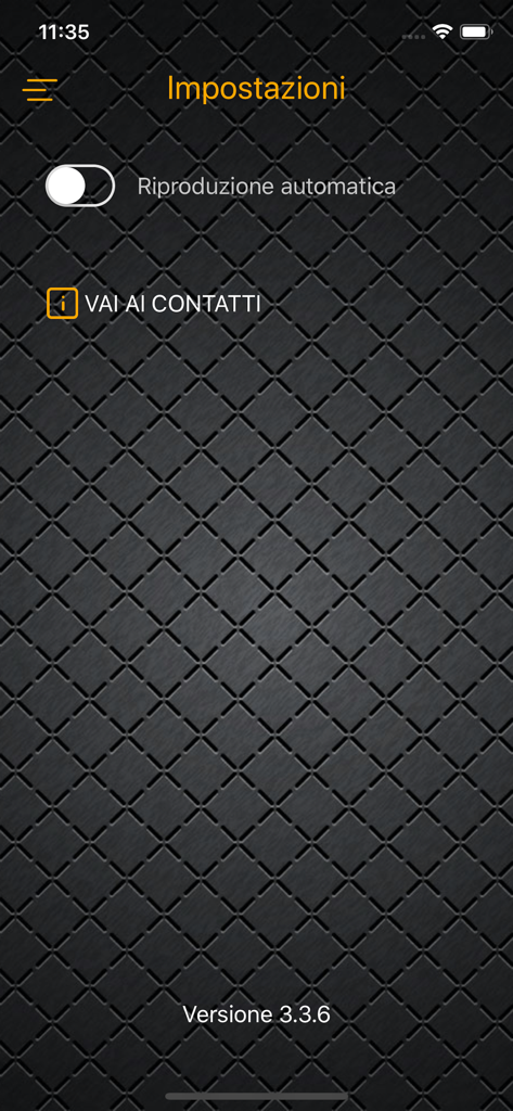 Radio Popolare - Radio Popolare app settings menu with autoplay toggle and contact link