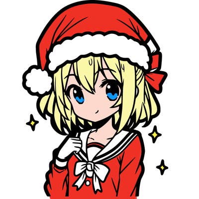 anime girl wearing a santa hat