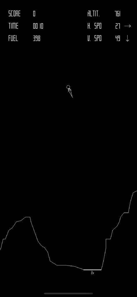 LunarLander! - Retro vector graphics of LunarLander game showing the Eagle module over the moon surface