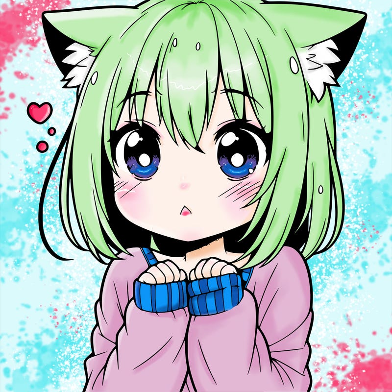shy anime catgirl