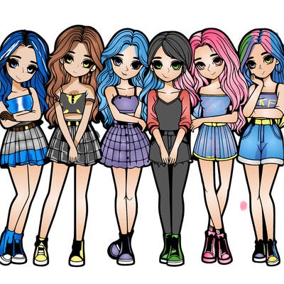 a group of girls realistic